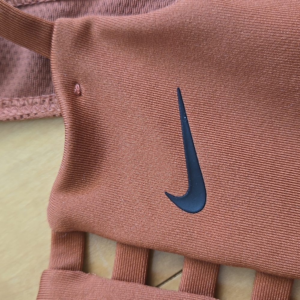 Nike Women's Dri-Fit High Neck Rust Colored Sports Bra - Picture 2 of 5